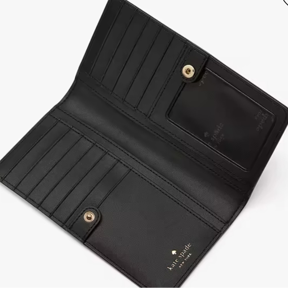 Kate Spade Black Madison Large Slim BiFold Wallet BRAND NEW - Picture 2 of 5